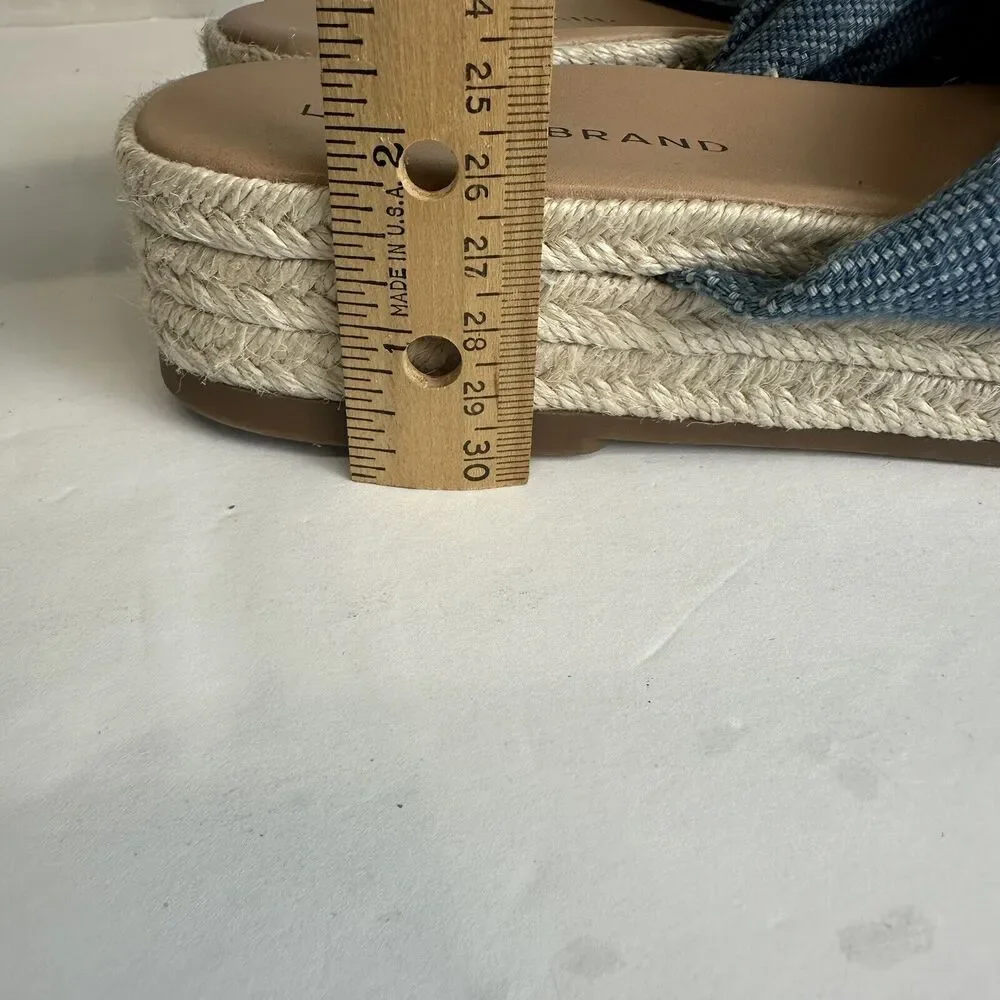 Lucky Brand‎ Grenly Blue Fabric Twist Espadrille Slide Sandals Sz 8.5 Platform